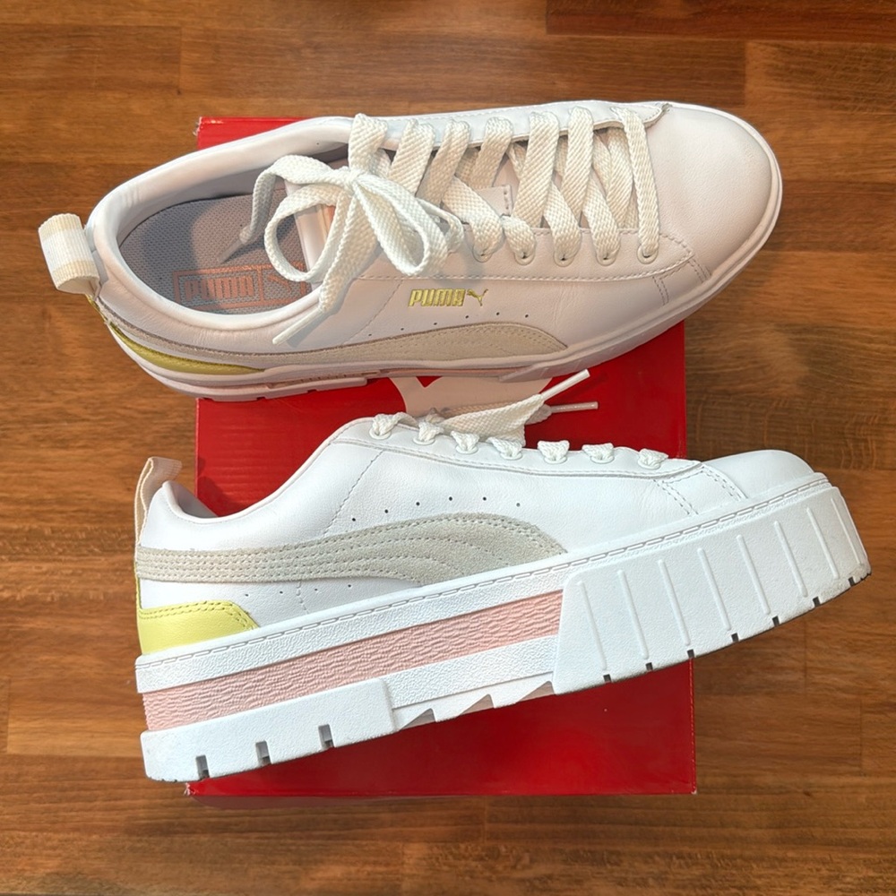PUMA Women's White Platform Sneakers with Pastel Accents
